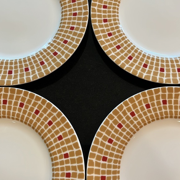 RED & GOLD MOSAIC SALAD PLATE 8 1/8" by BRIDGET DOBSON - Picture 6 of 9